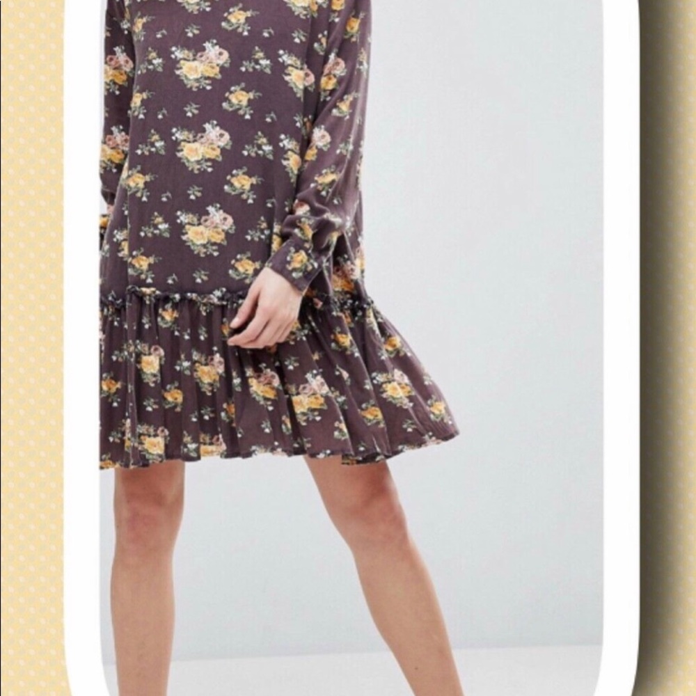 ASOS RUFFLED FLORAL WASHED MINI DRESS~NWT~SZ.8